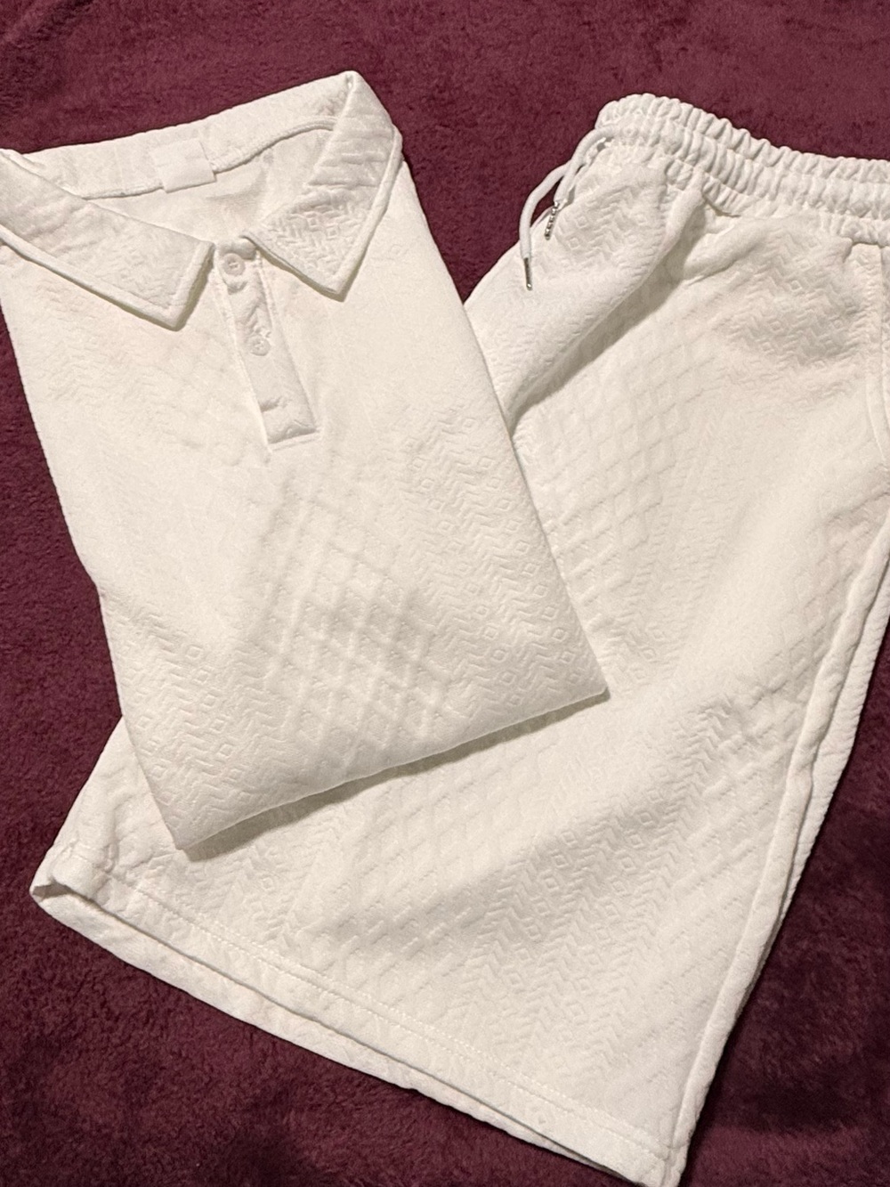 Amazon White Quilted Polo Jogger Pants
